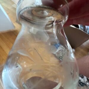 Antique Clear Crystal with Etched Design and Silver Lid.